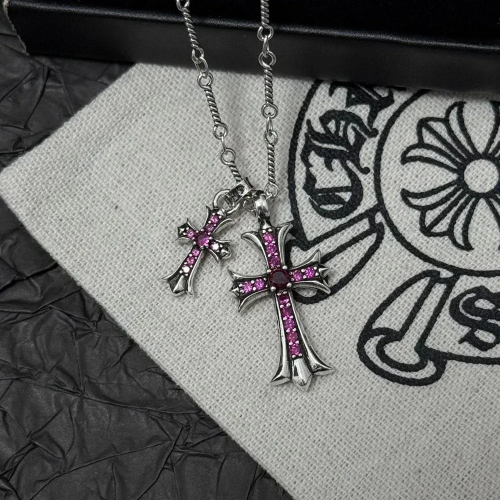 Chrome Hearts Chrome Hearts Cross Pendant Necklace Silver Pink Silver - 1