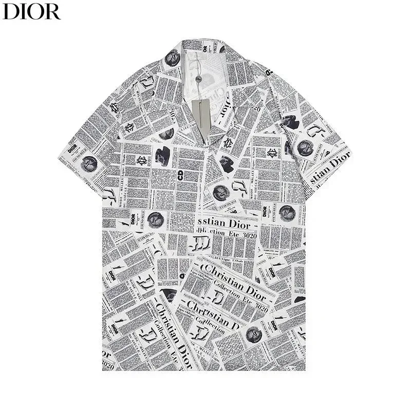 Dior Dior Newspaper Print Short Sleeve Shirt White - 1