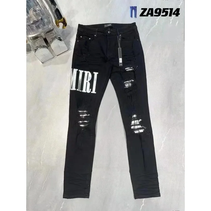Amiri Amiri Black Distressed Jeans with 'MIRI' Print Black - 1