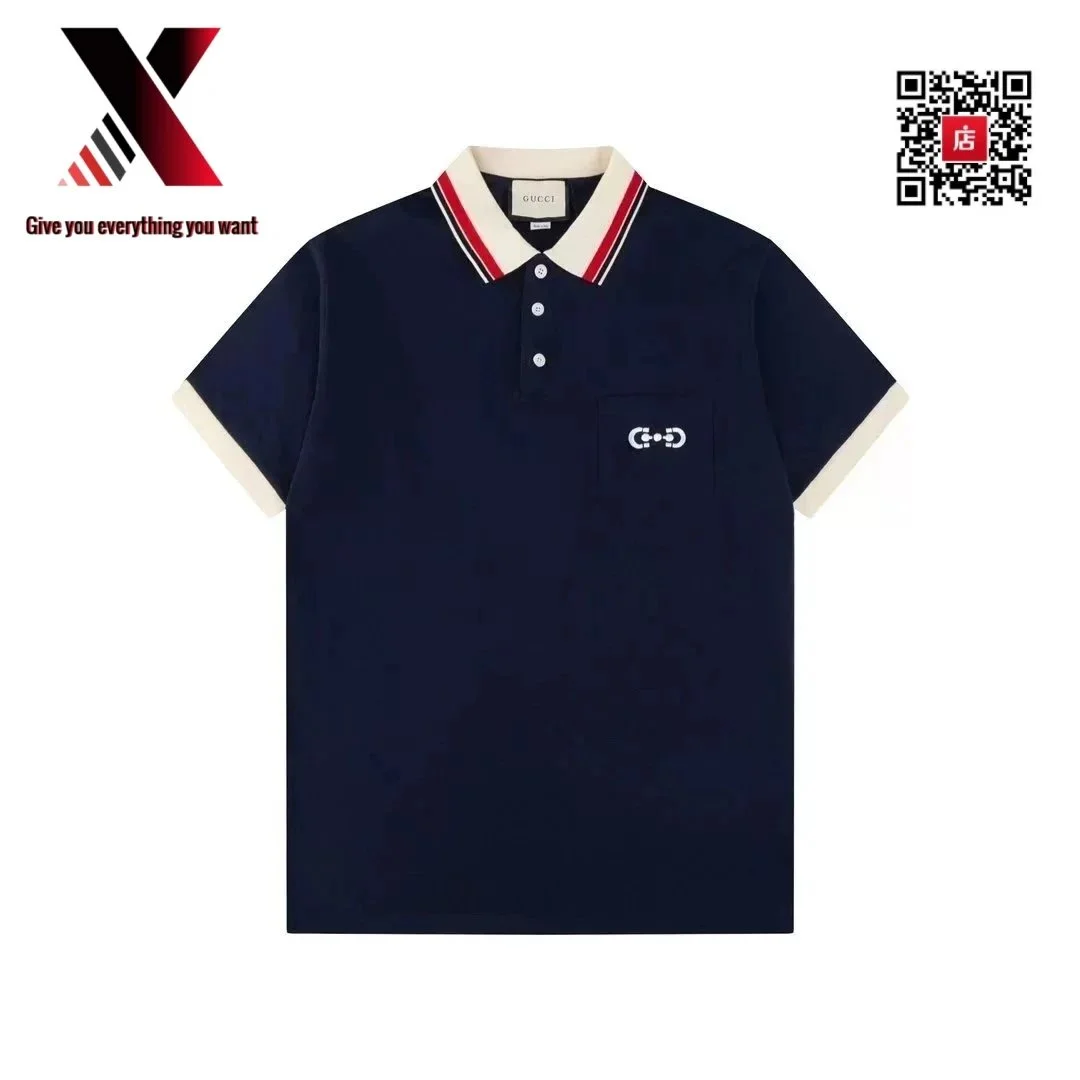 Gucci Gucci Navy Polo Shirt with White & Red Trim Navy - 1