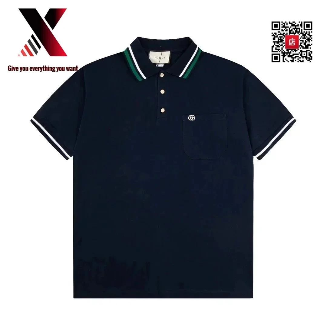 Gucci Gucci Polo Shirt Navy Solid Men's Top Navy - 1