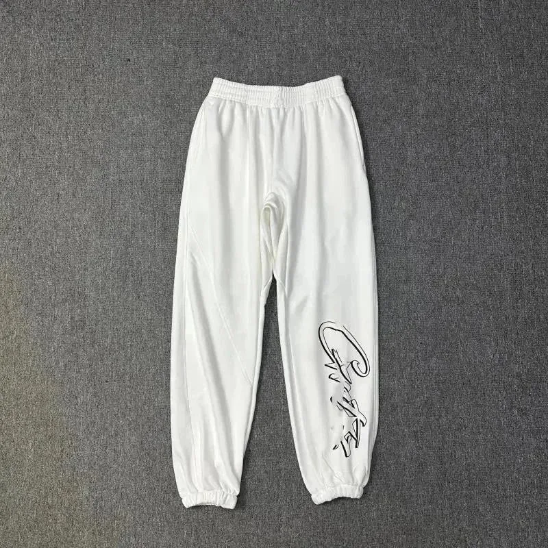 Essentials White Sweatpants with Black Script Print White - 1