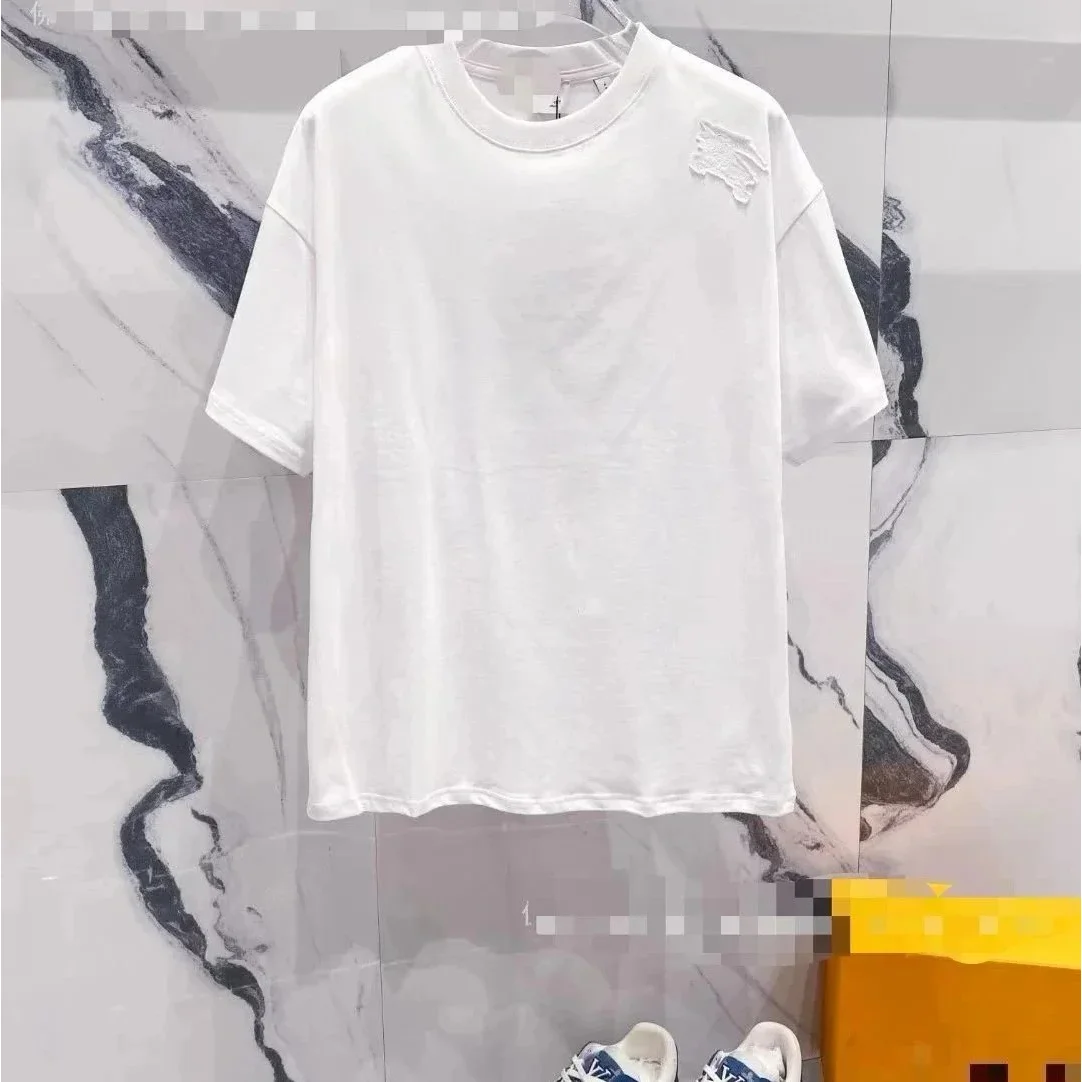 Burberry White Oversized T-Shirt with Distressed Shoulder Detail White - 1