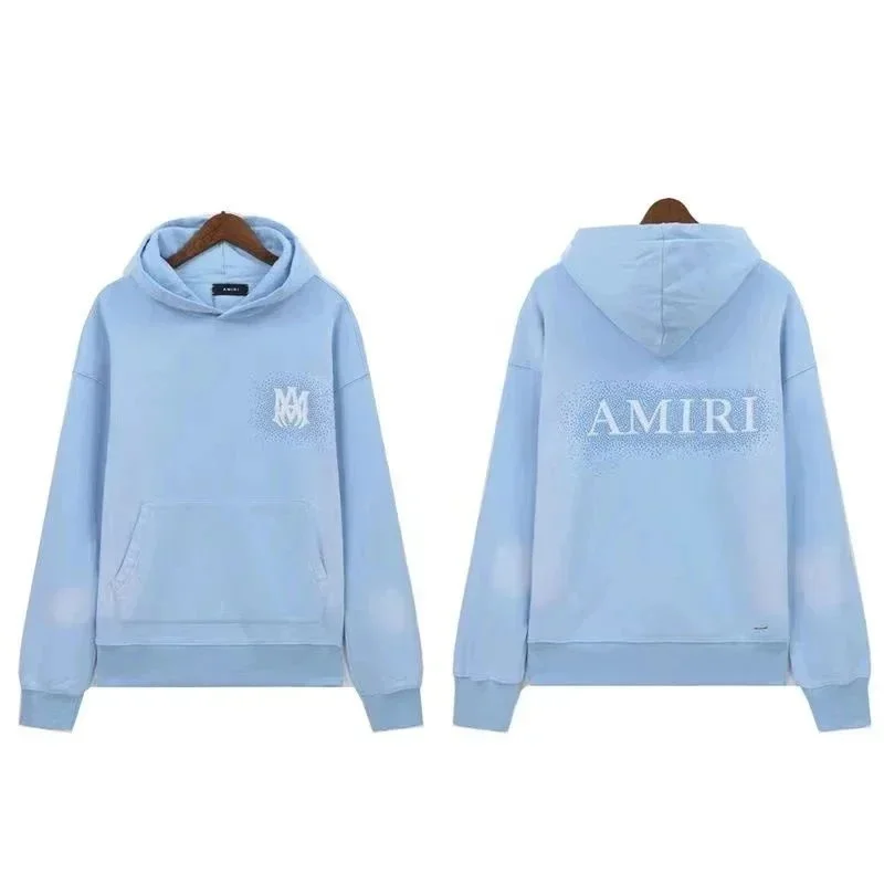 Amiri Amiri Light Blue Hoodie with Embroidered Logo Blue - 1