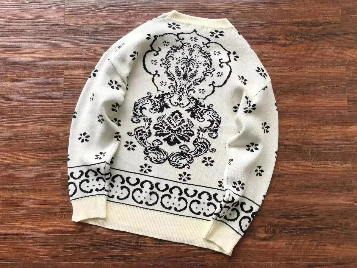 Essentials Unisex Cream & Black Patterned Knit Sweater Cream - 1