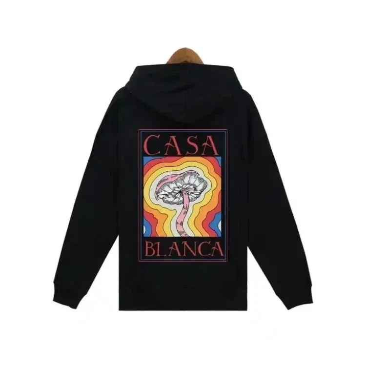 Other Black Casa Blanca Mushroom Print Zip-Up Hoodie Black - 1