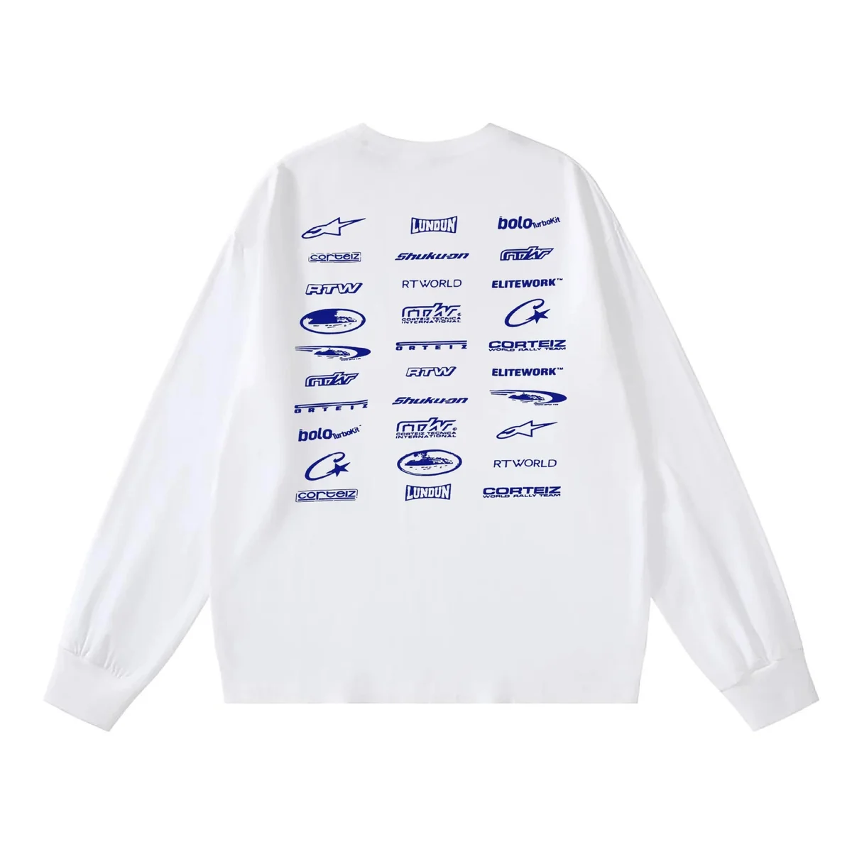 Other White Long Sleeve T-Shirt with Blue Brand Logos Print White - 1