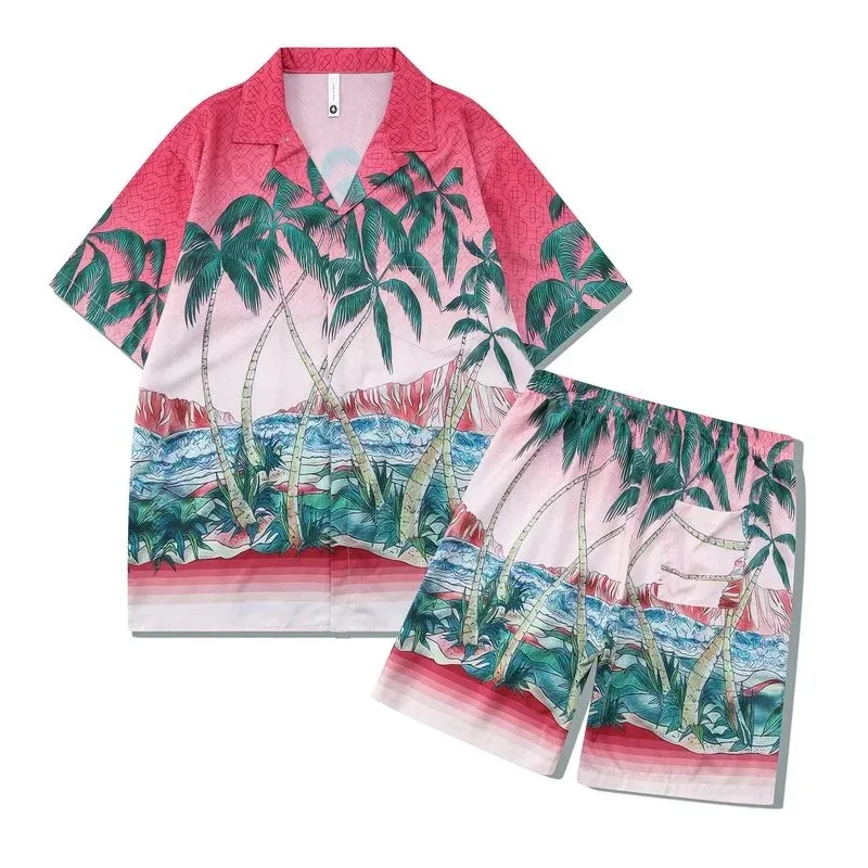 Other Unisex Tropical Palm Print Co-ord Set Pink - 1