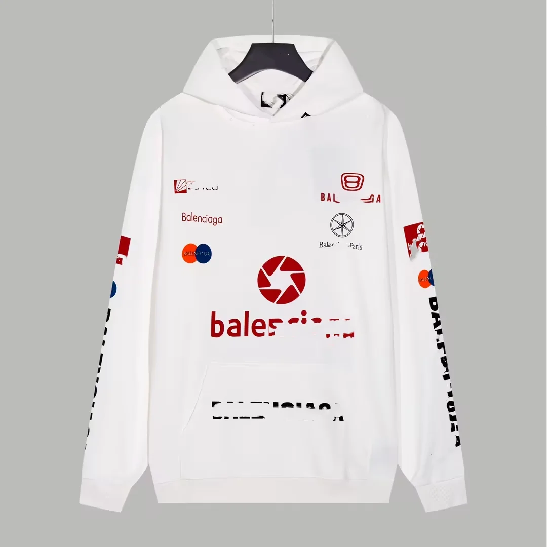 Balenciaga Balenciaga White Logo Print Hoodie White - 1
