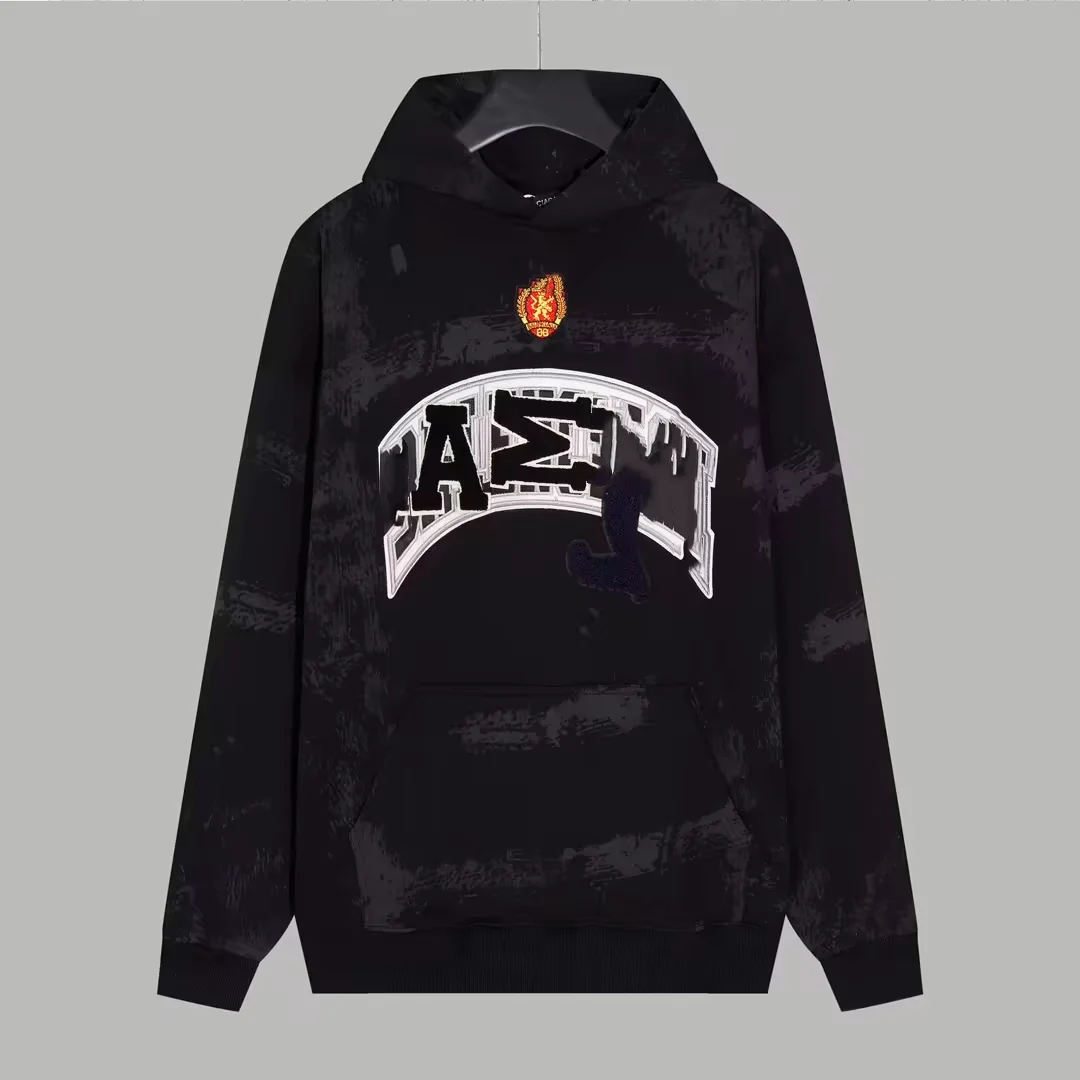 Other Unisex Black 'AS' Logo Hoodie with Crest Patch Black - 1