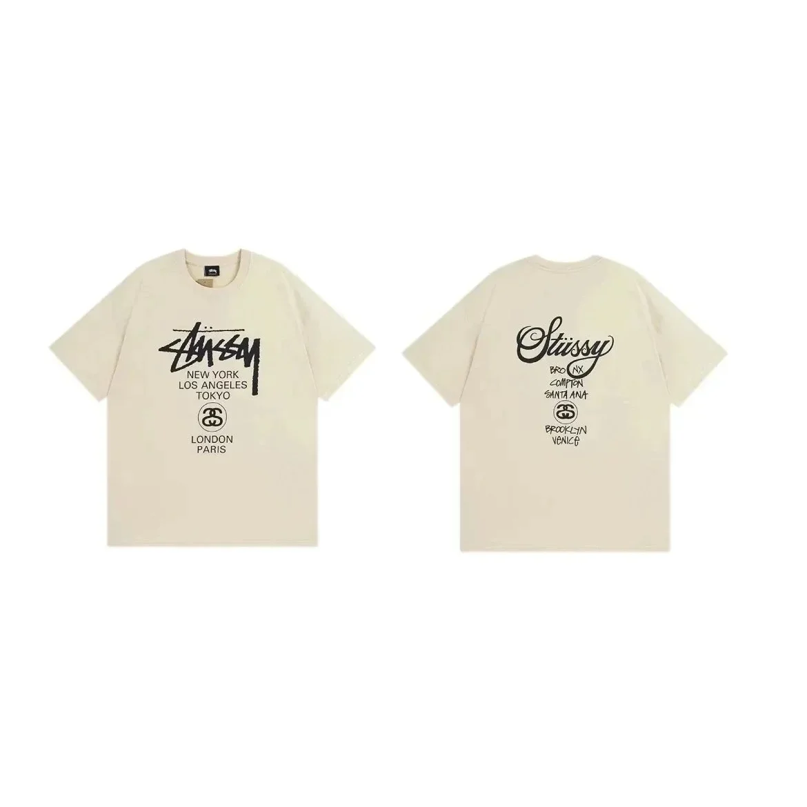 Stussy Stussy Cream City Script T-Shirt Cream - 1