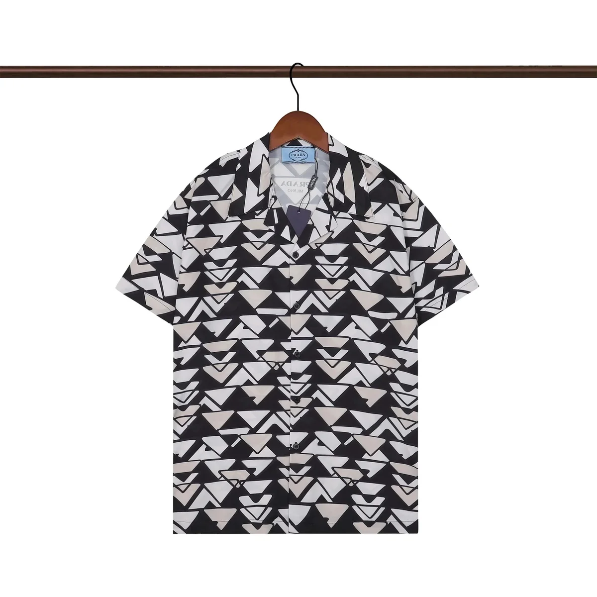 Prada Prada Geometric Print Short-Sleeve Shirt Black - 1