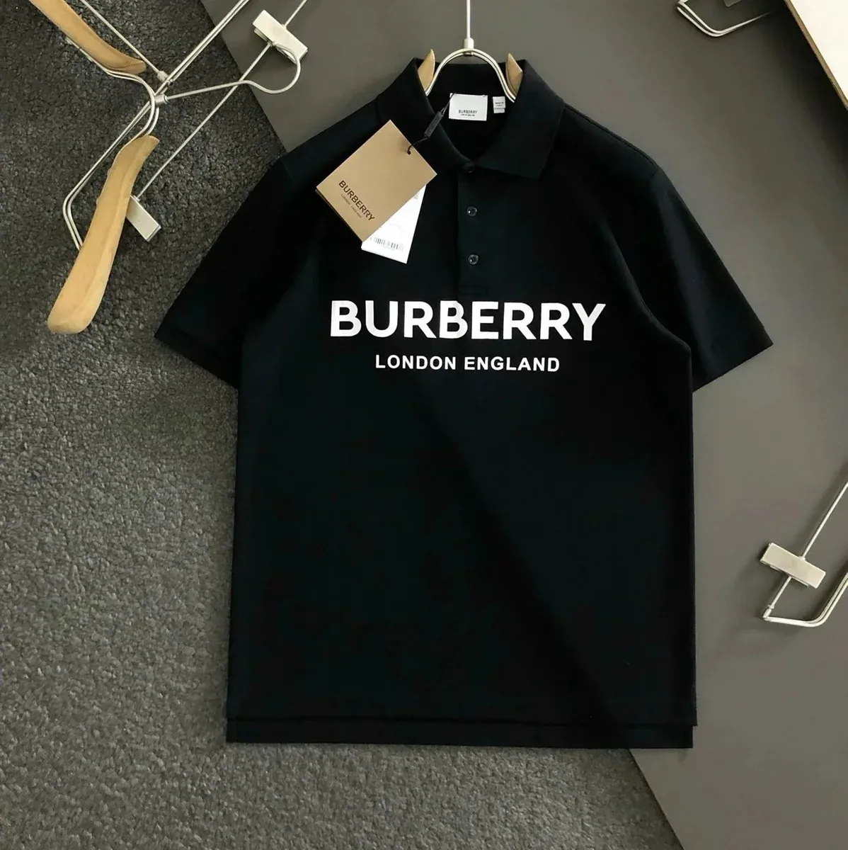 Burberry Burberry Black Logo Polo Shirt Black - 1