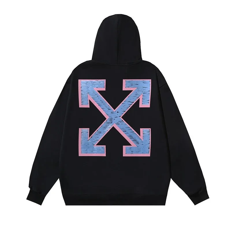 Off-White Off-White Out Of Office Black Hoodie with Blue & Pink Arrows Black - 1