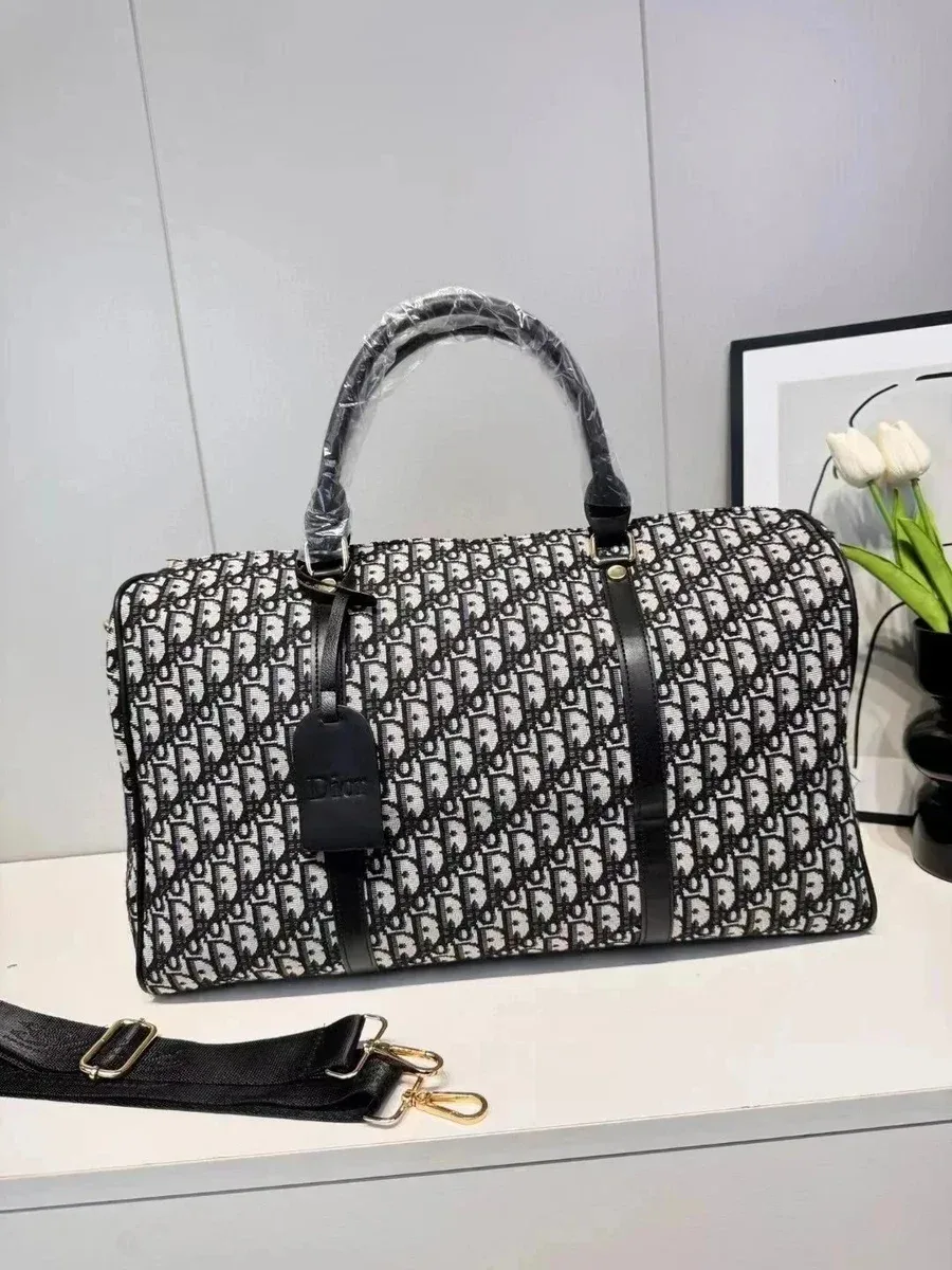 Dior Dior Lady Dior Monogram Canvas Travel Bag Black/White Black - 1