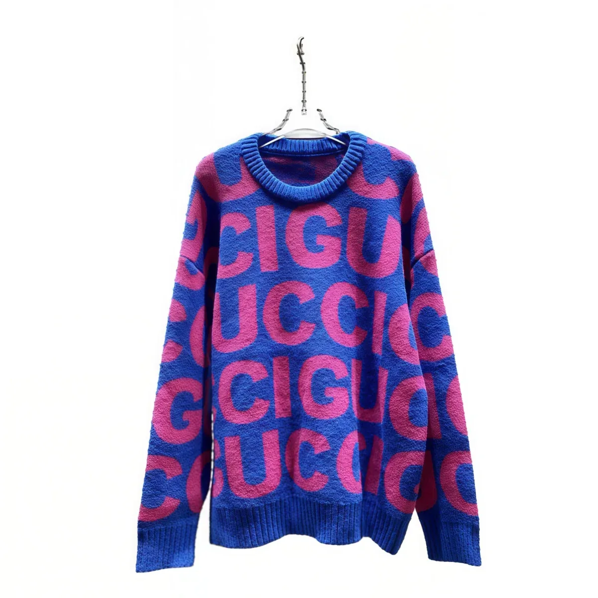 Gucci Gucci Blue & Pink Logo Knit Sweater Blue - 1