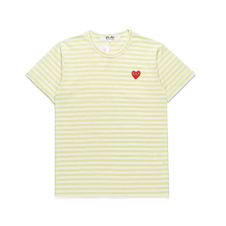 Comme des Garçons Comme des Garçons Play Striped Heart T-Shirt Green - 1