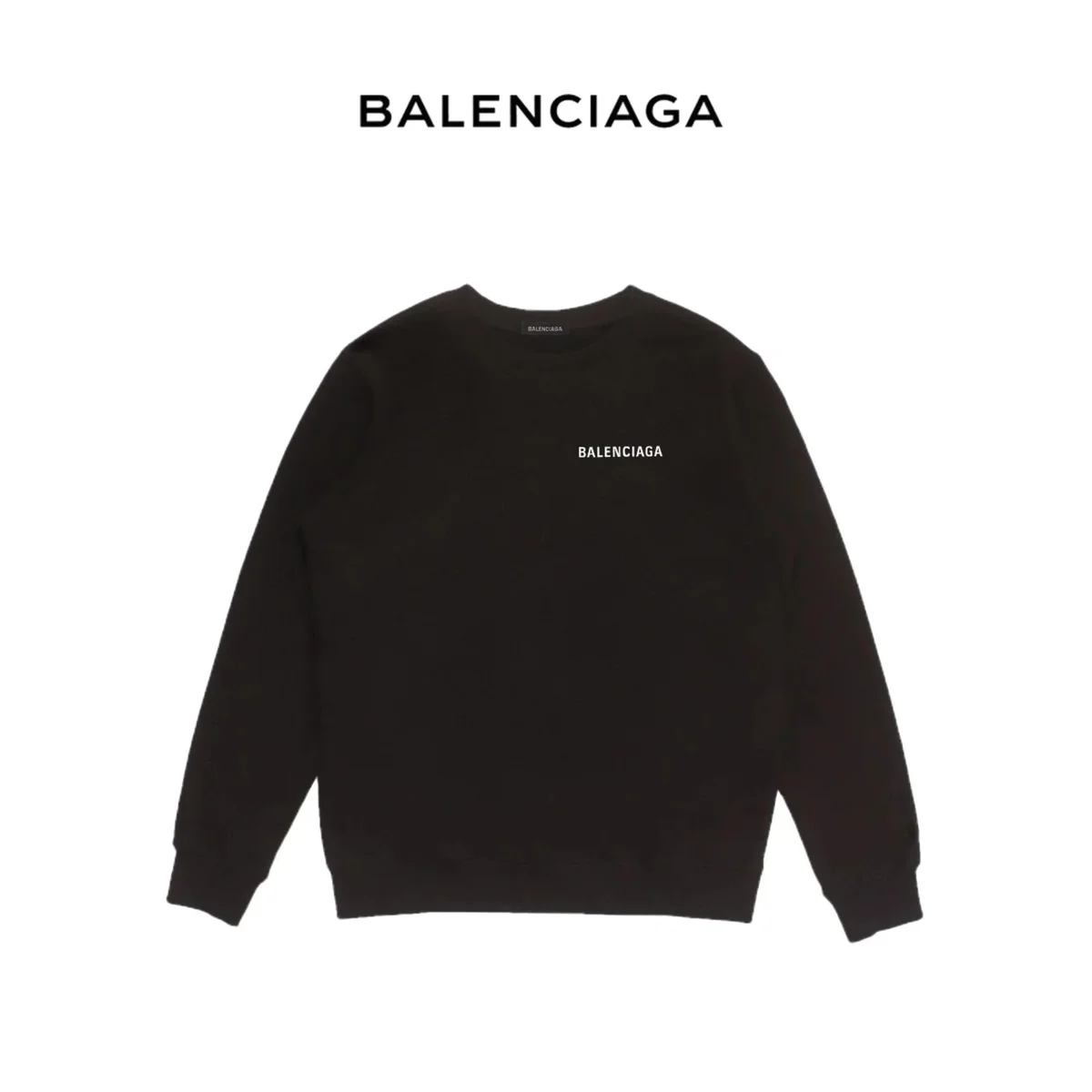 Balenciaga Balenciaga Black Logo Crewneck Sweatshirt Black - 1