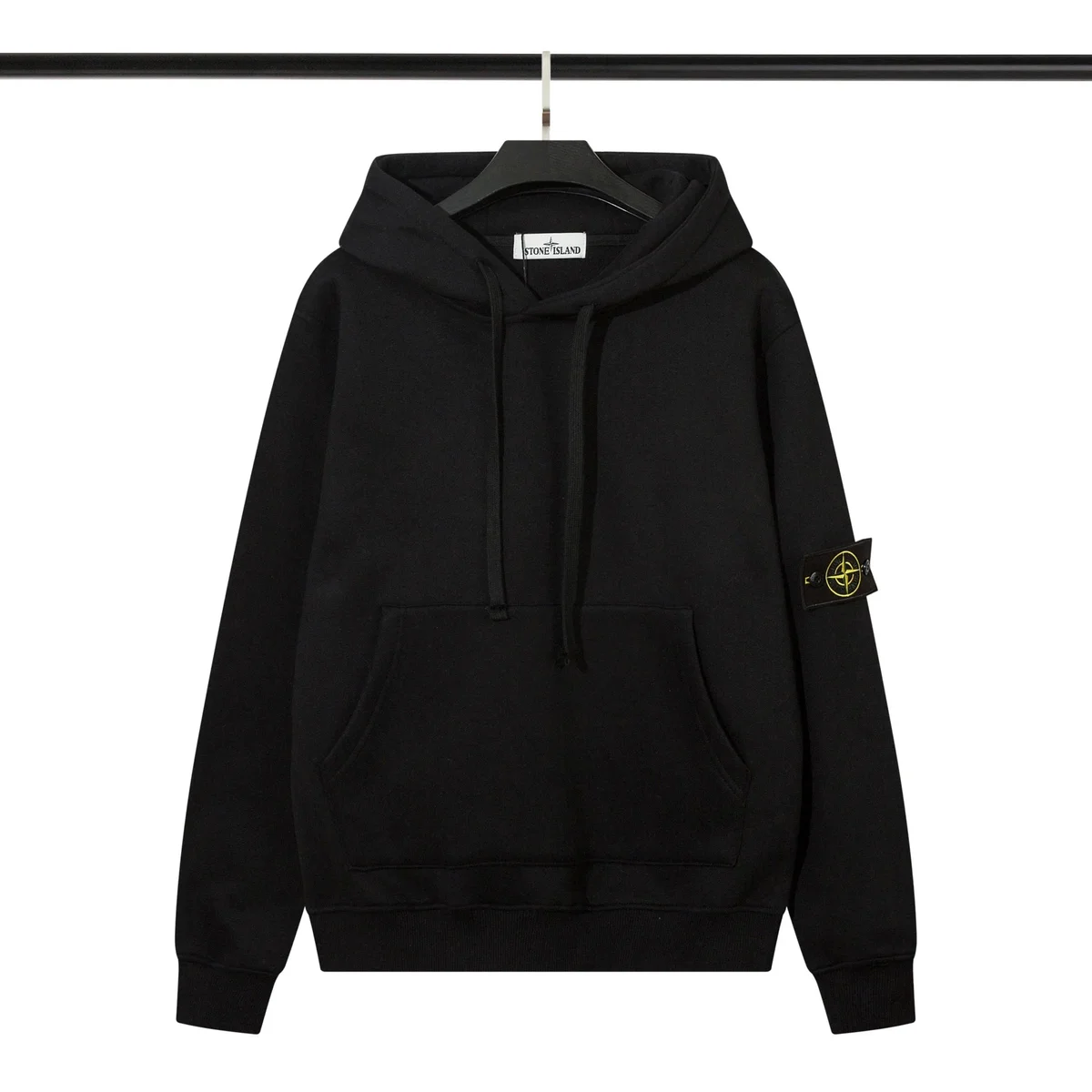 Stone Island Stone Island Black Hoodie with Yellow Badge Black
