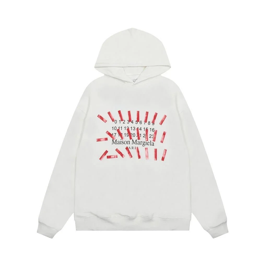 Maison Margiela Maison Margiela White Hoodie with Red & Black Print White - 1