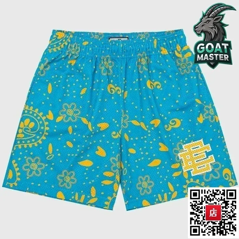 Essentials Blue Floral Print Shorts Blue - 1
