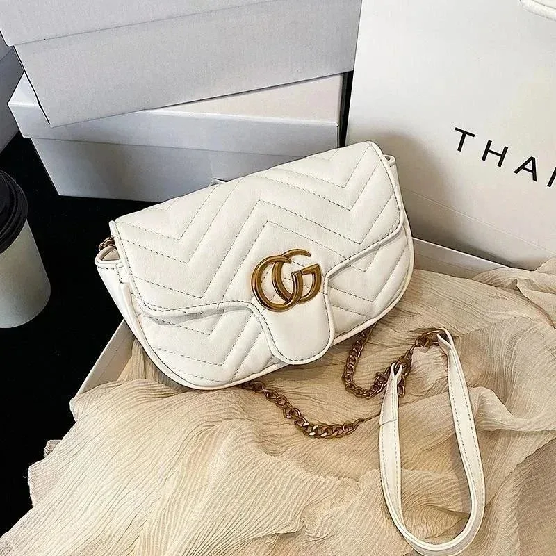 Gucci Gucci GG Marmont White Leather Shoulder Bag White - 1