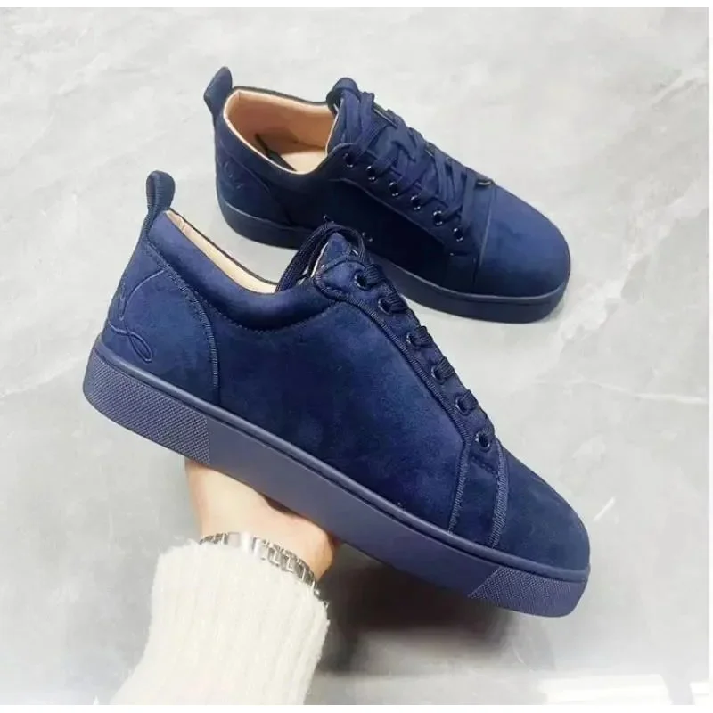 Christian Louboutin Christian Louboutin Blue Suede Low Top Sneakers Blue - 1