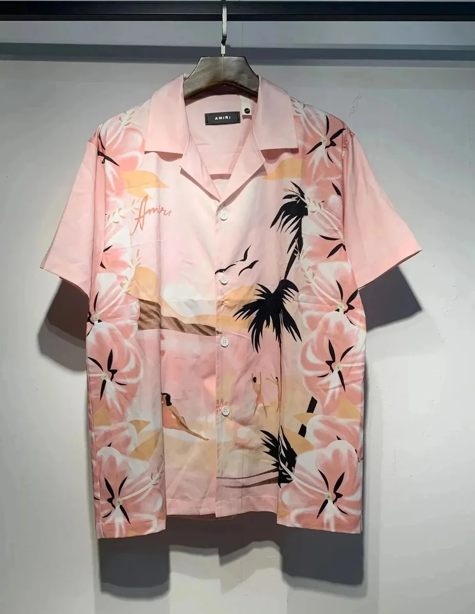 Amiri Amiri Pink Tropical Print Short-Sleeve Shirt Pink - 1