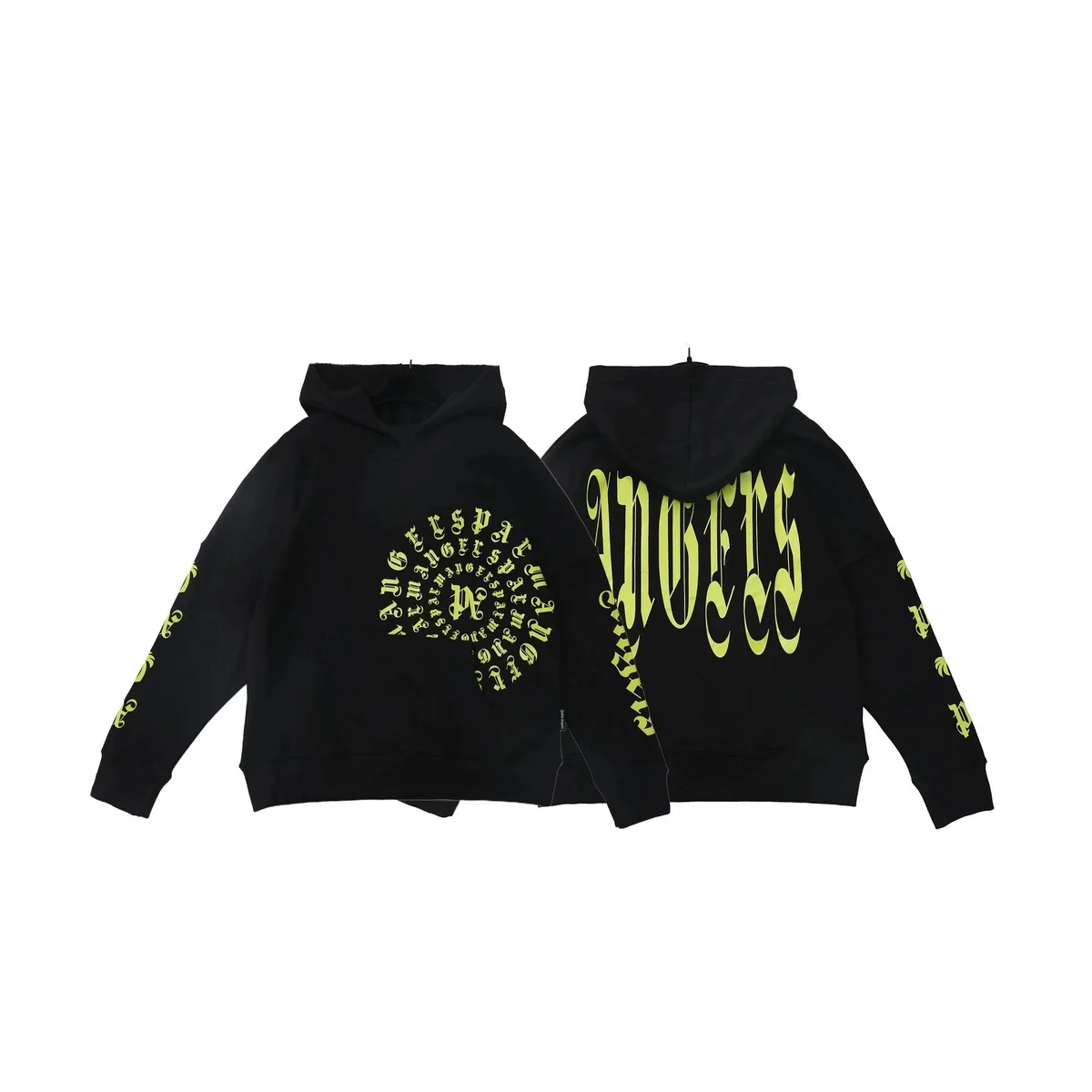 Other Black 'Angels' Hoodie with Neon Yellow Print Black - 1