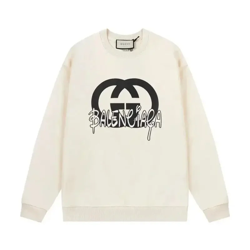 Gucci Gucci Balenciaga Logo Cream Crewneck Sweatshirt Cream - 1