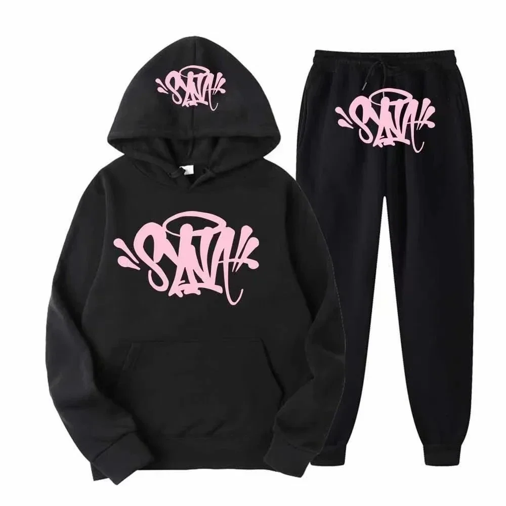 Other Black 'SAINT' Tracksuit Set with Pink Graffiti Print Black - 1
