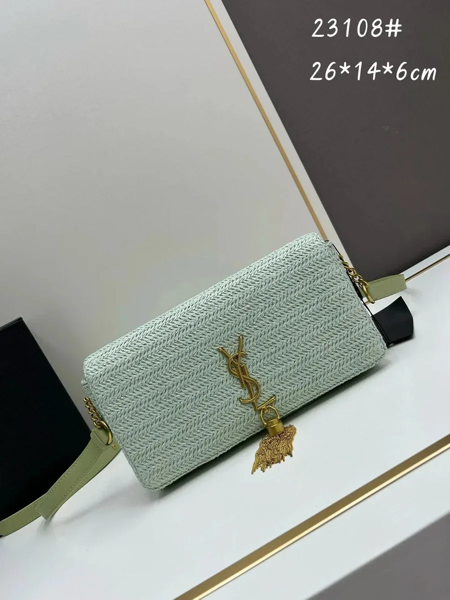 Saint Laurent Saint Laurent Kate Woven Tote Mint Green Green - 1