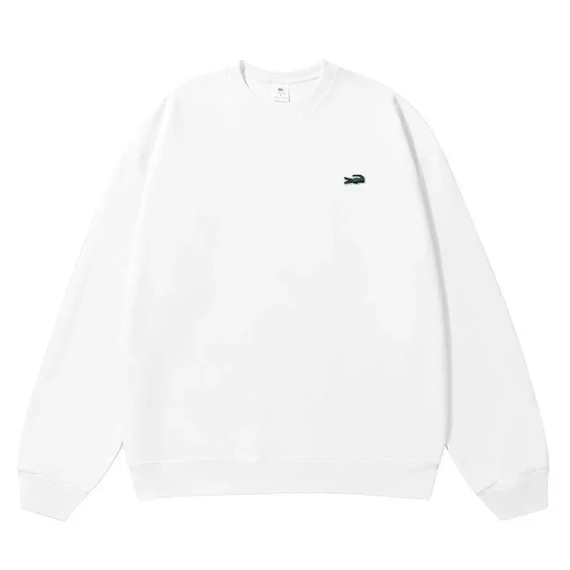 Lacoste Lacoste White Crocodile Logo Crew Neck Sweatshirt White - 1