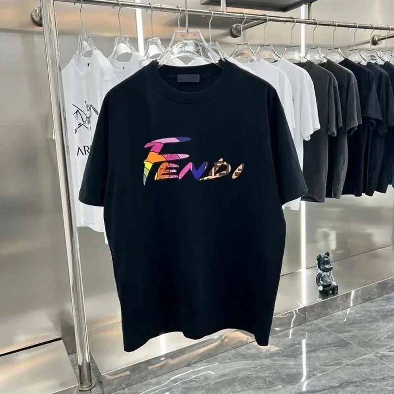 Fendi Fendi Colorful Logo T-Shirt Black Black - 1