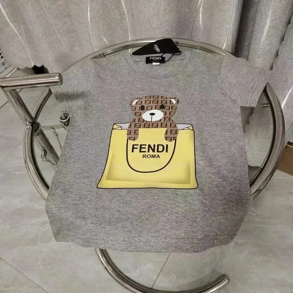 Fendi Fendi Grey Bear Print T-Shirt Grey - 1