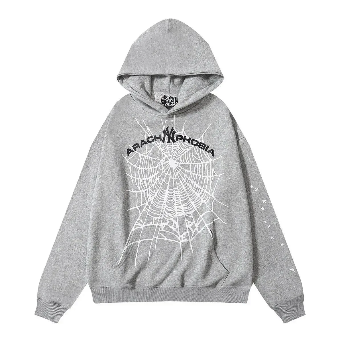 Other Unisex Grey Arachnophobia Web Print Hoodie Grey - 1