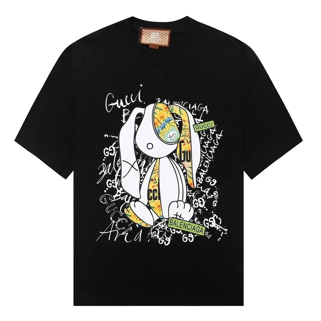 Gucci Gucci Black Rabbit Print T-Shirt Black - 1
