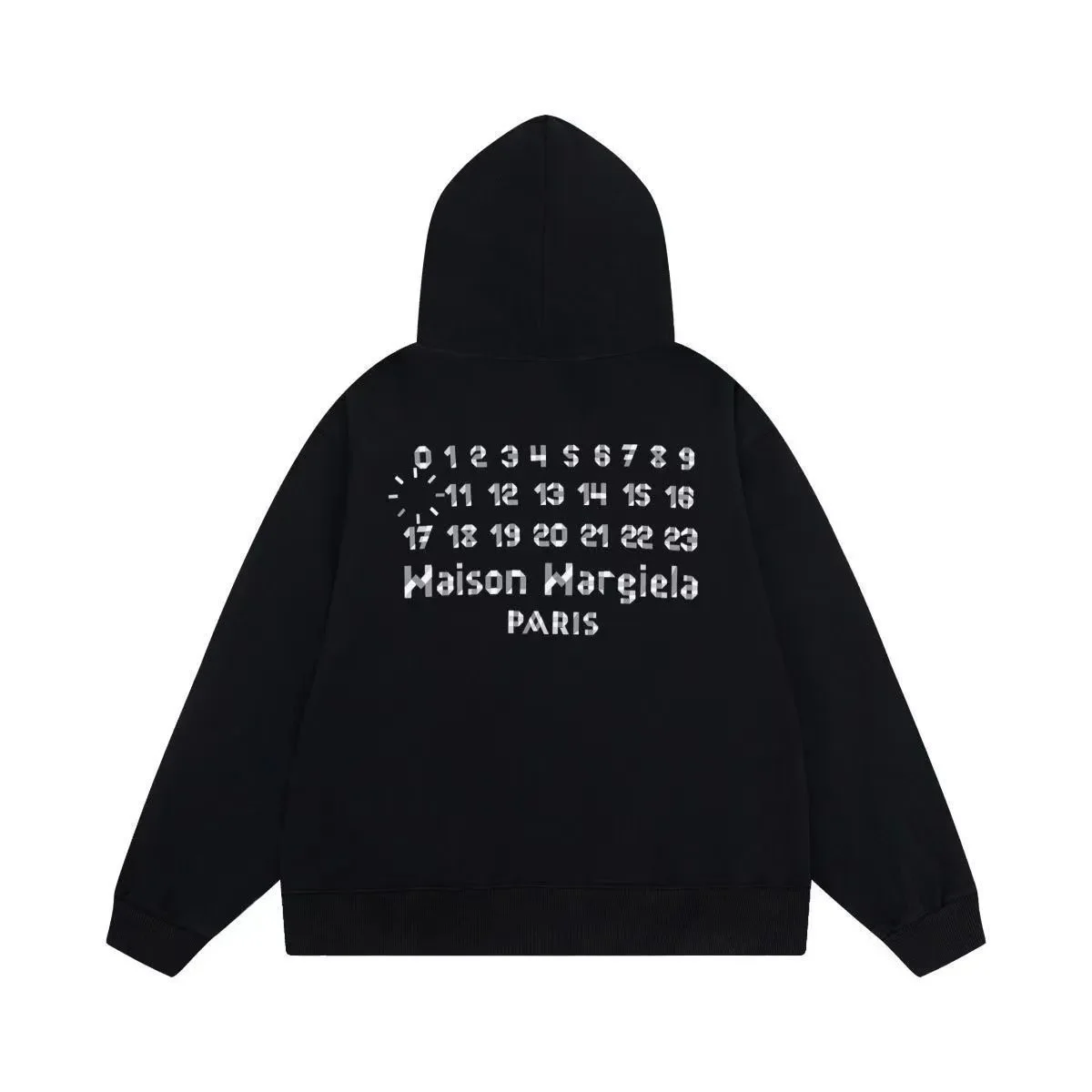 Maison Margiela Maison Margiela Black Hoodie with Clock Print Black - 1
