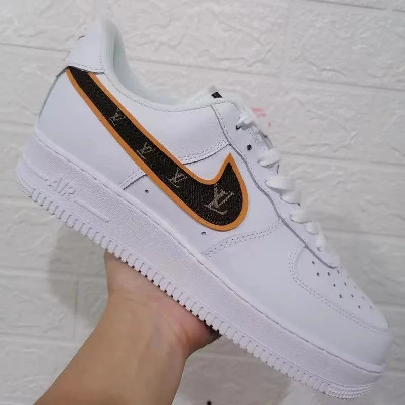 Nike Nike Air Force 1 White Orange Swoosh Sneakers White - 1
