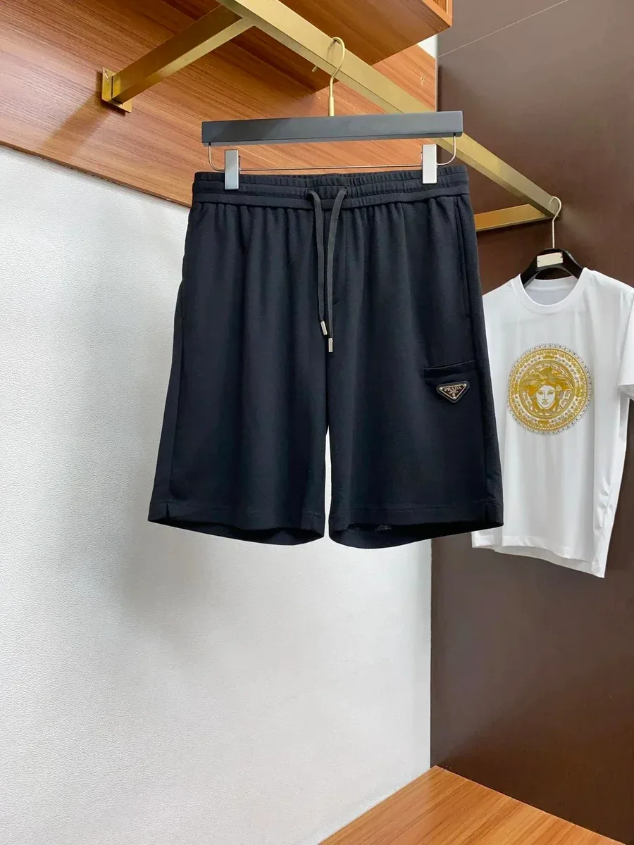 Prada Prada Black Medusa Patch Shorts Black - 1