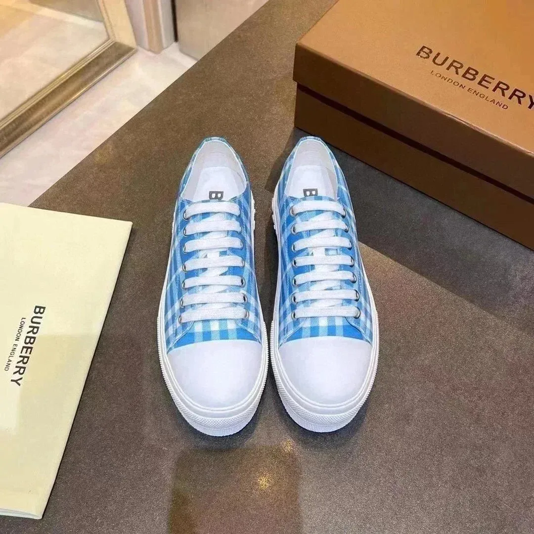Burberry Burberry Blue Gingham Low Top Sneakers Blue - 1