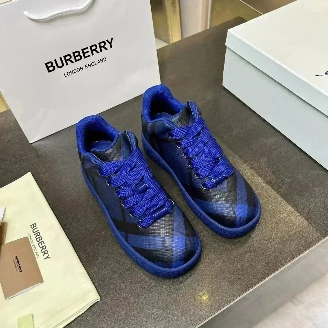 Burberry Burberry Blue Check Low-Top Sneakers Blue - 1