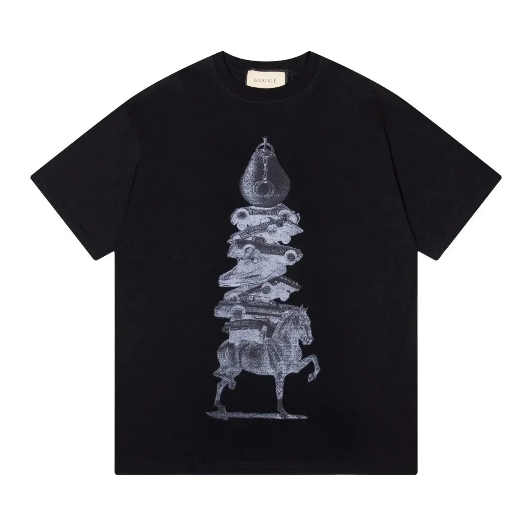 Gucci Gucci Black Horse Print T-Shirt Black - 1