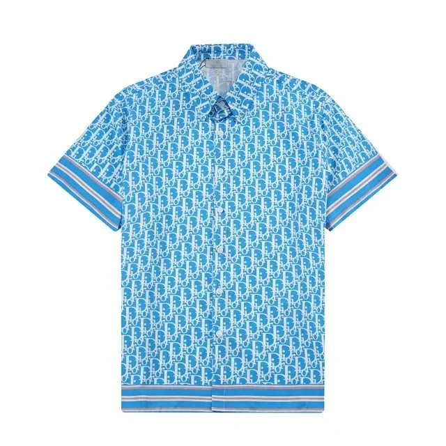 Dior Dior Oblique Blue & White Logo Print Shirt Blue - 1