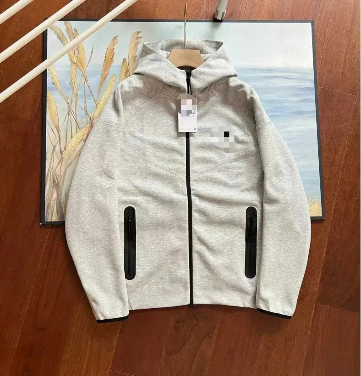 Essentials Unisex Grey Hooded Jacket with Zipper Grey - 1