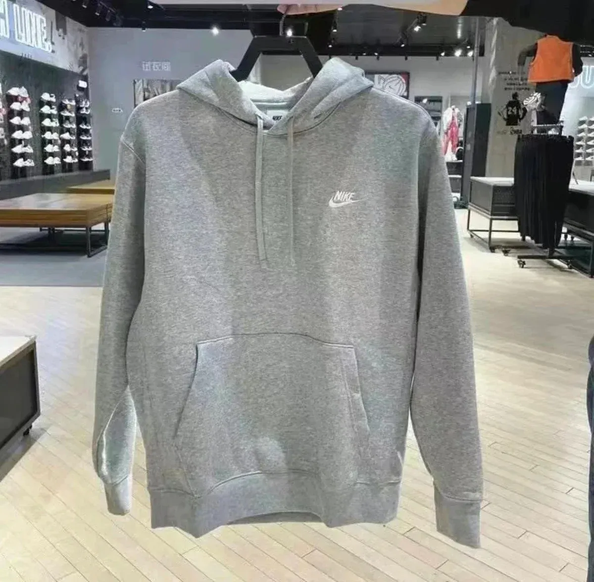 Nike Nike Grey Hoodie with Small Logo Pullover Grey - 1