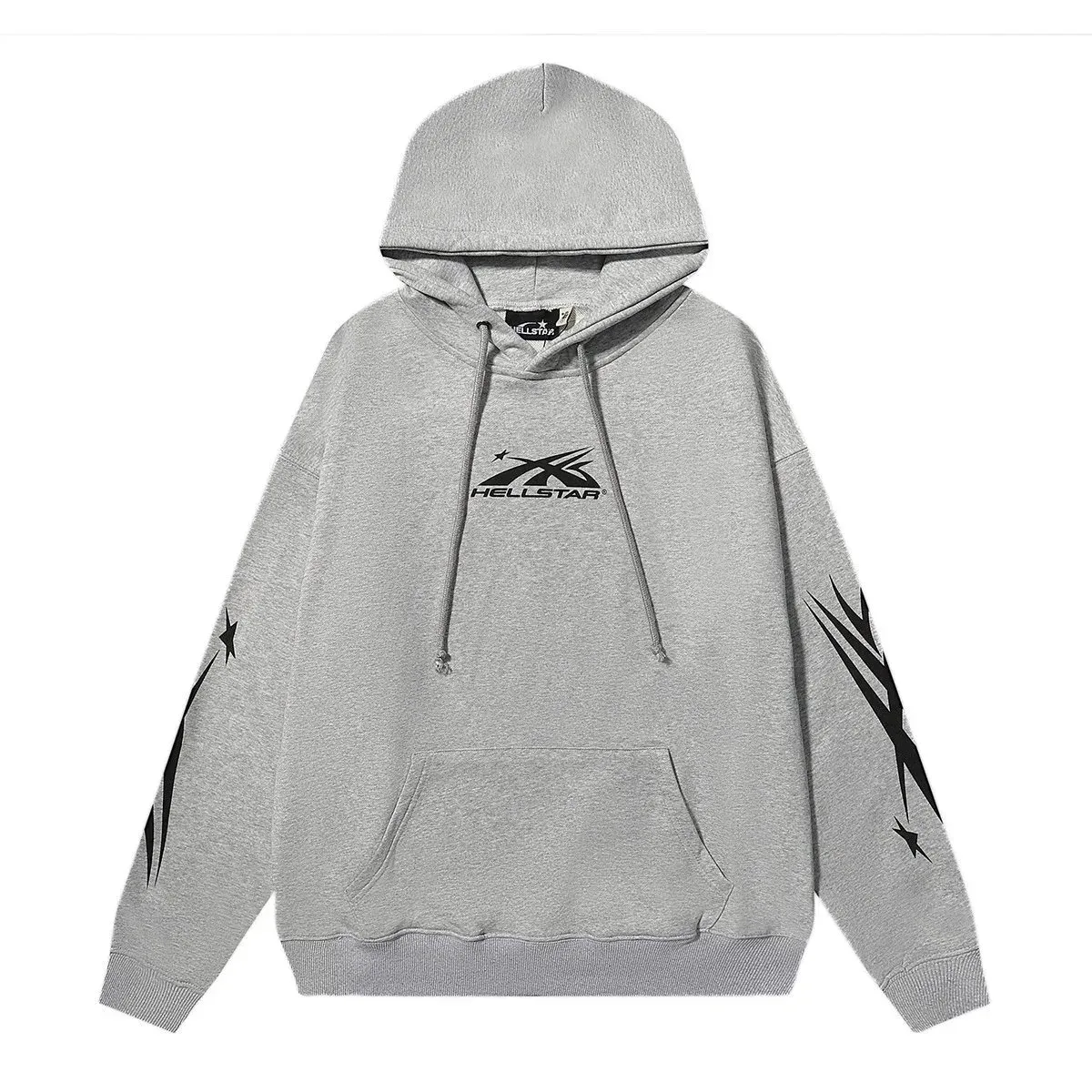 Hellstar Hellstar Grey Hoodie with Black Graphic Print Grey - 1
