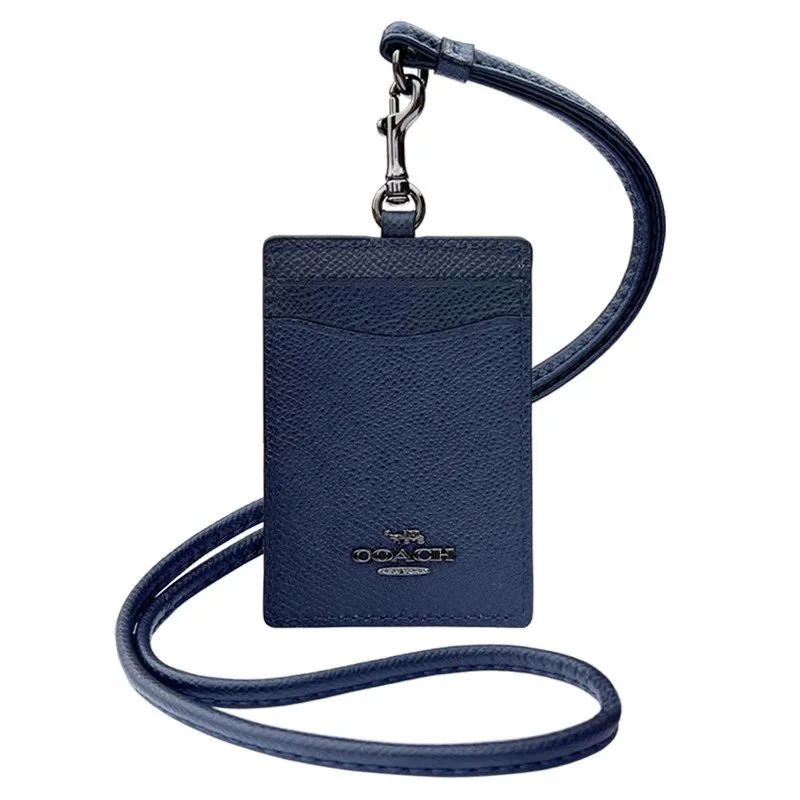 Coach Coach Navy Leather ID Holder with Lanyard Navy - 1
