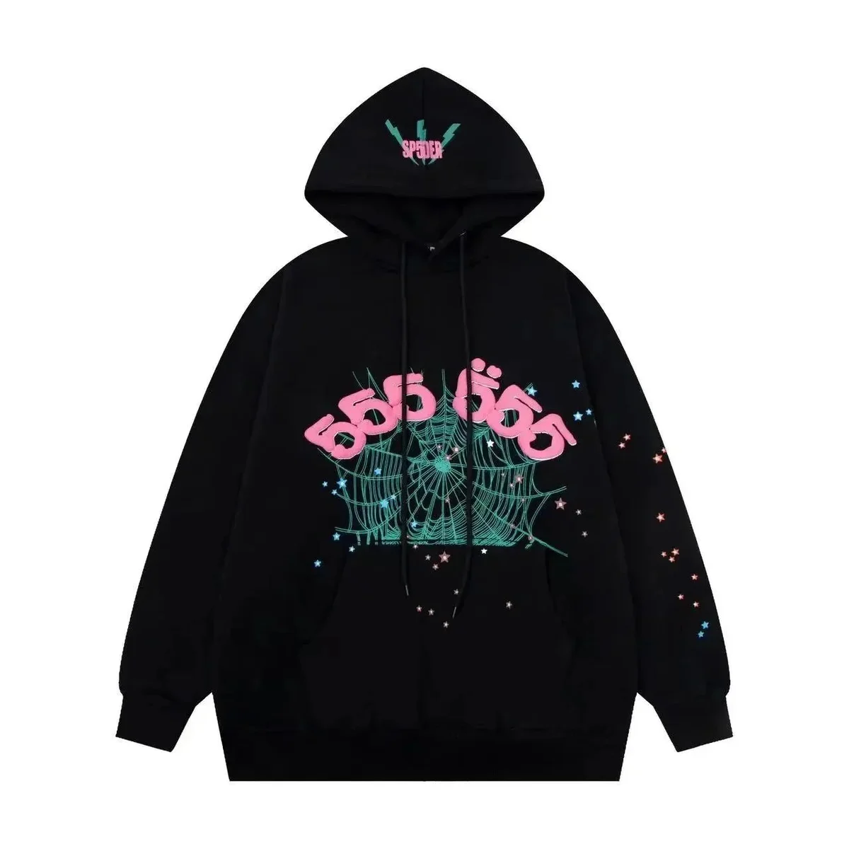 Other Black Spider Web Print Hoodie Black - 1