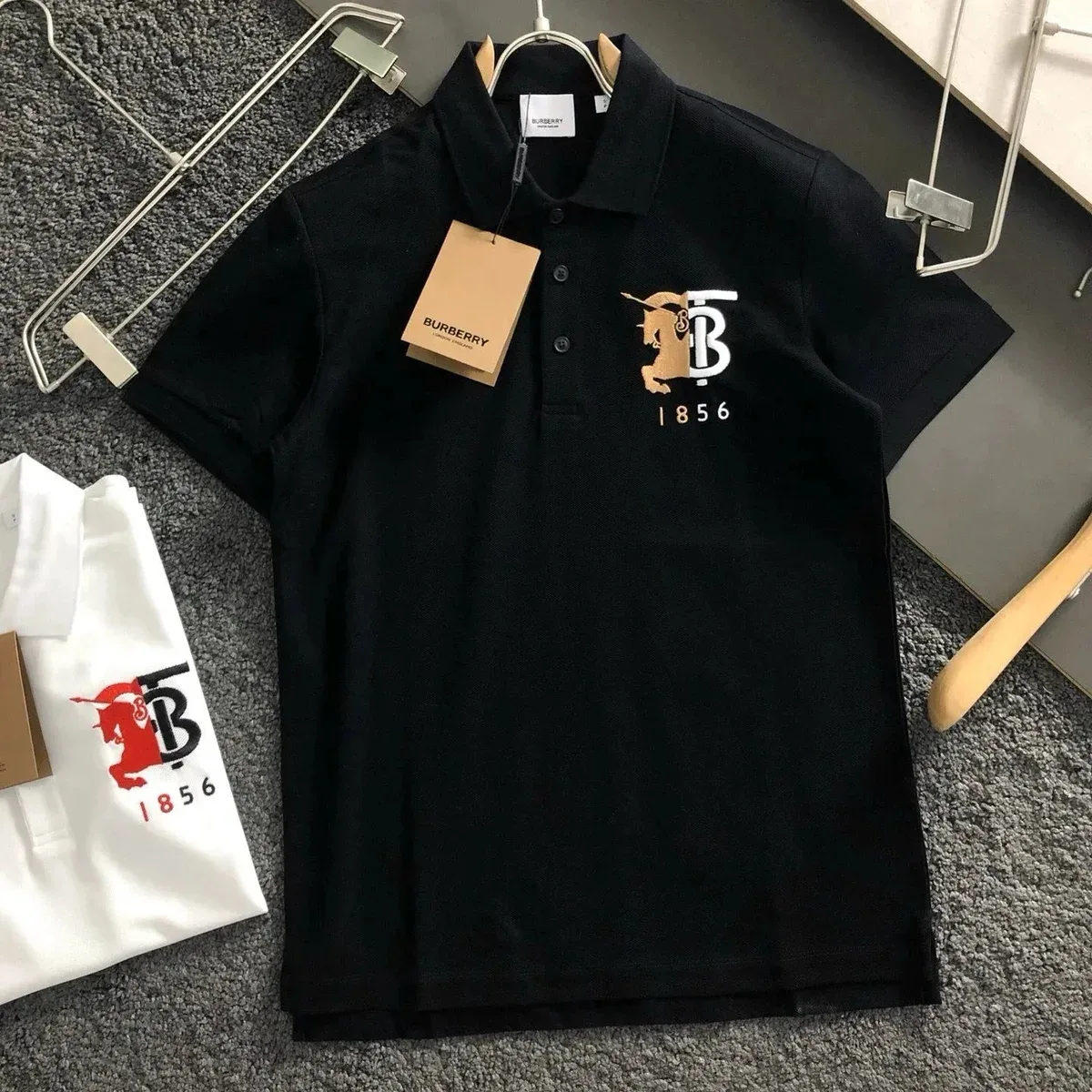 Burberry Burberry Black TB Logo Polo Shirt Black - 1
